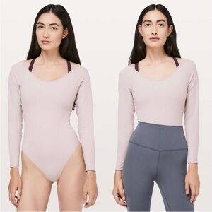 Lululemon Full Freedom Bodysuit Smoky Blush Nulu Low Back Seamless Size 4